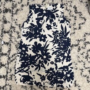 Carmen Marc Valvo Navy and White Floral Mini Dress